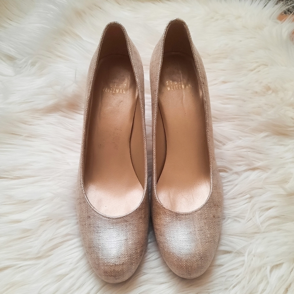 Stuart Weitzman Cream Coated Canvas Pumps 8.5M - Picture 3 of 9